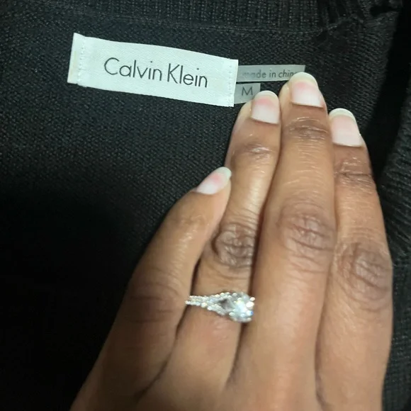 EUC Calvin Klein Women’s Striped Sweater Dress - Sz Medium - Black/Off White - Picture 4 of 6